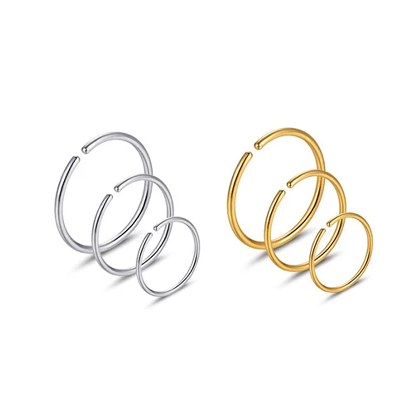 Body Jewelry Surgical Steel - Lot de 6 Anneaux de Nez